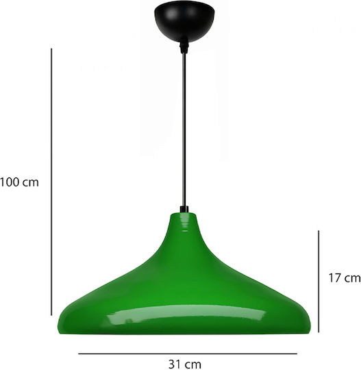 Megapap Lela Κρεμαστό Φωτιστικό Πράσινο με Ντουί E27 31x31x100εκ.