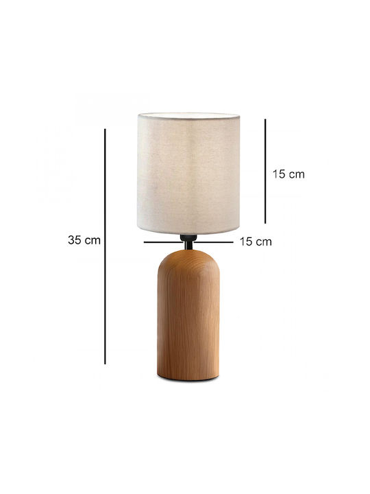 Megapap Cora Wood Table Lamp for Socket E14 with Beige Shade and Base