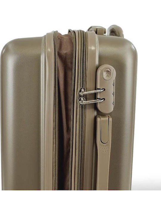 Playful Bags Cabin Travel Suitcase Hard Gold with 4 Wheels Height 55cm