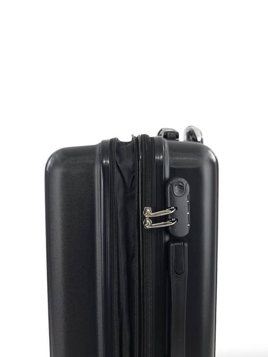 Playful Bags Cabin Travel Suitcase Hard Black with 4 Wheels Height 55cm