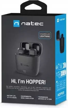 Natec Hopper Tie Drahtlos Kondensator (Kleine Membran) Mikrofon Πέτου, Clip On Journalistisch