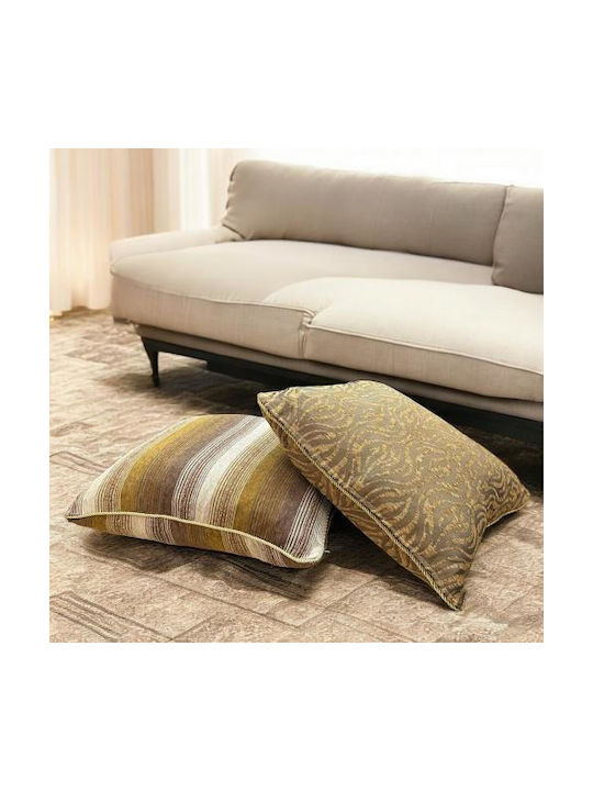 Linea Home Διακοσμητική Μαξιλαροθήκη Tiger από Βελούδο Χρυσαφί 65x65εκ.