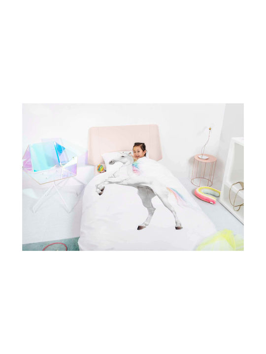 Snurk Set Kids Duvet Cover Single with Pillowcase White 160x220cm