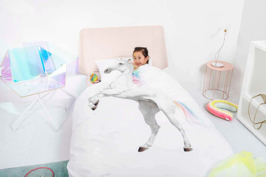 Snurk Set Kids Duvet Cover Single with Pillowcase White 160x220cm