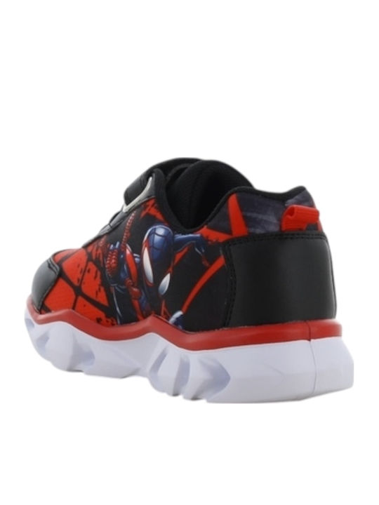 Spiderman Παιδικά Sneakers με Σκρατς & Φωτάκια Μαύρα