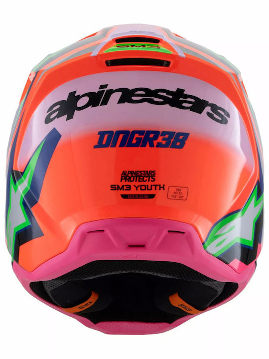 Alpinestars SM3 Каска За Мотор За Деца Мотокрос DOT ECE 22.06 Deegan Оранжево/Розово/Лилаво