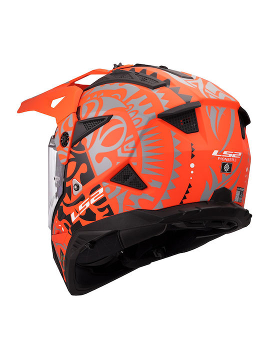 LS2 Pioneer II MX702 Rangi Adventure Matt Orange Black Motorcycle Helmet On-Off ECE 22.06 1600gr with Sunvisor