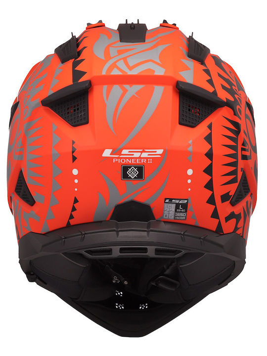 LS2 Pioneer II MX702 Rangi Adventure Matt Orange Black Motorcycle Helmet On-Off ECE 22.06 1600gr with Sunvisor
