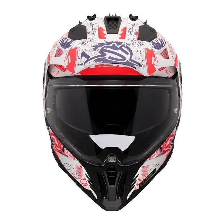LS2 Pioneer II MX702 Fantasy Adventure Matt White Red Blue Cască