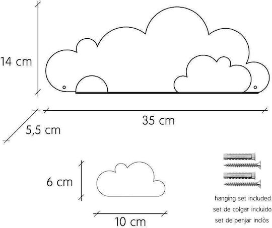 Kids' Shelf White 35x5.5x14εκ.