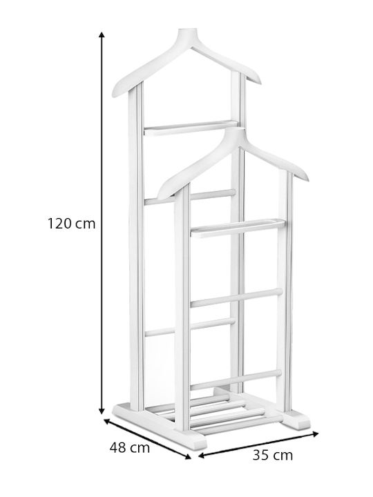 Megapap BETA II Floor Garment Rack made of Wood White 48x35x120cm