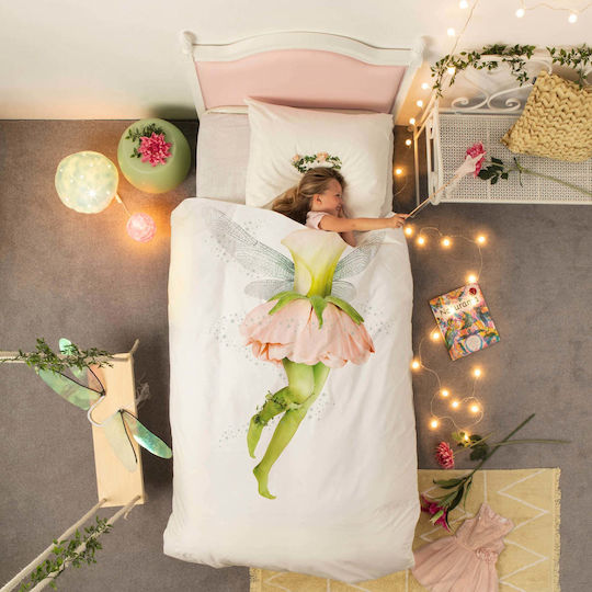 Snurk Set Kids Duvet Cover Single with Pillowcase White 140x200cm