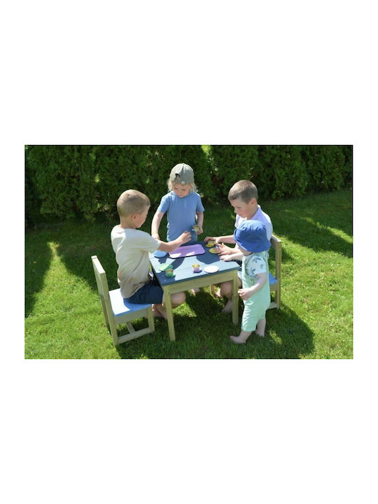 Kids Table and Chairs Set made of Wood Blue Wendi Toys