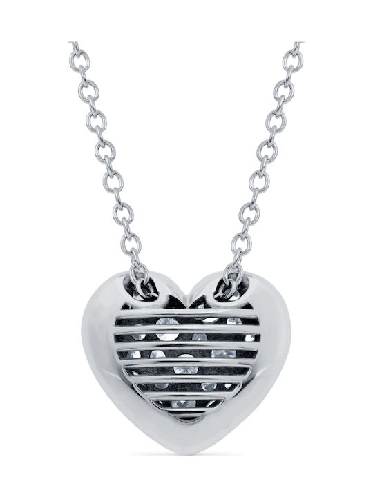 57emozioni Colier cu design Inima din Aur alb 18k cu Diamant