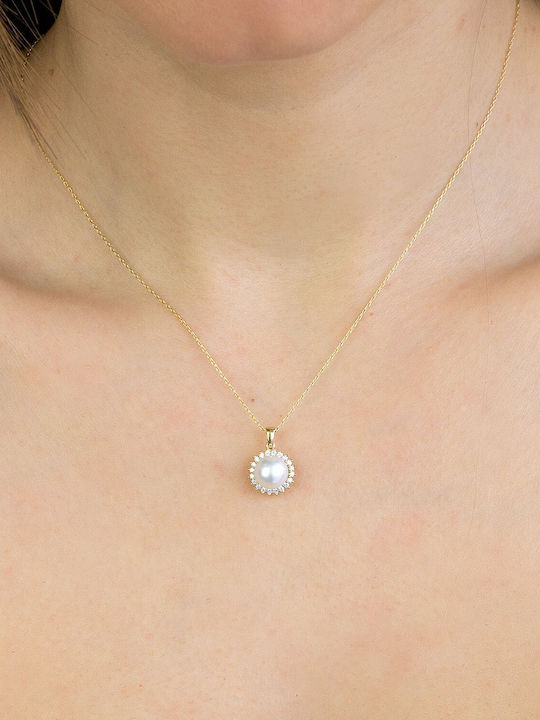 Kiriakos Gofas Set with Necklace , Earrings & Ring from Gold 18K with Stones and Pearls