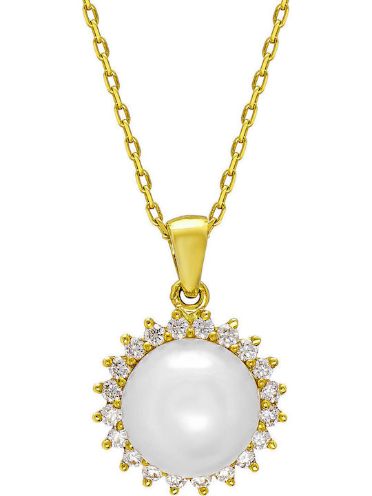 Kiriakos Gofas Set with Necklace , Earrings & Ring from Gold 18K with Stones and Pearls