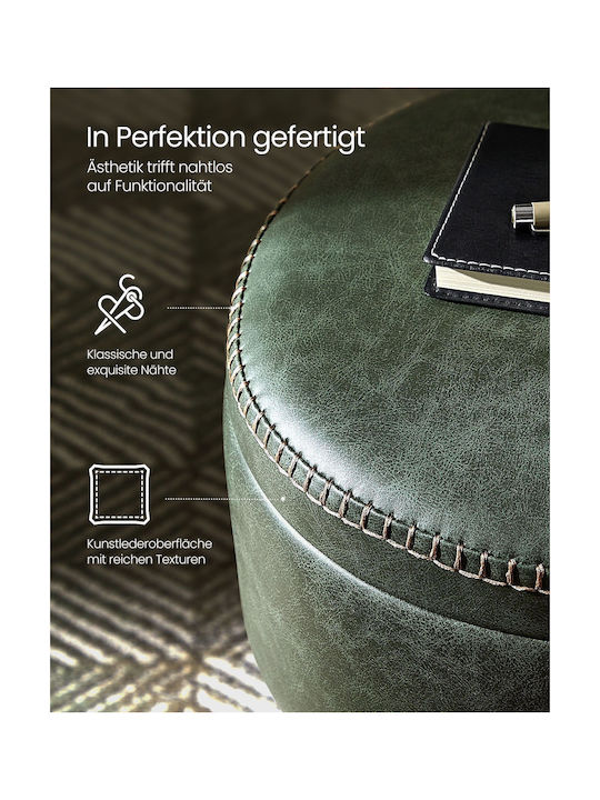 Stool For Living Room Upholstered with Leatherette Green