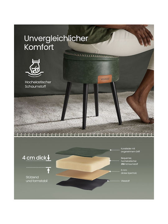 Stool For Living Room Upholstered with Leatherette Green