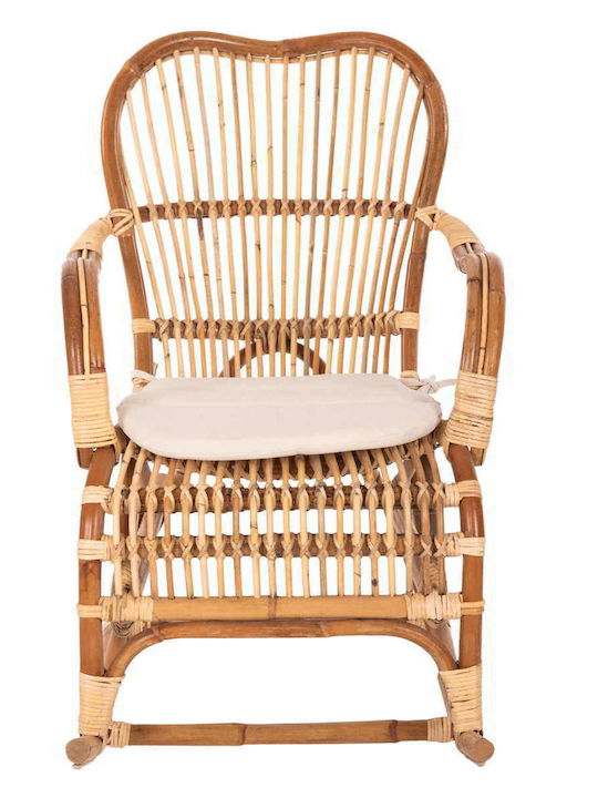Κουνιστή Καρέκλα Rattan Santa Καφέ με Μαξιλάρι 103x60x91εκ.