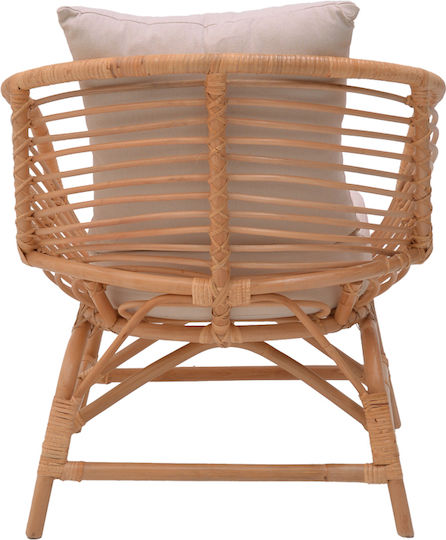 Outdoor-Sessel Rattan Caxen Natural / White mit Kissen 72x63x75εκ.
