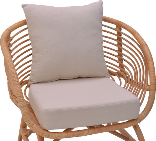 Outdoor-Sessel Rattan Caxen Natural / White mit Kissen 72x63x75εκ.