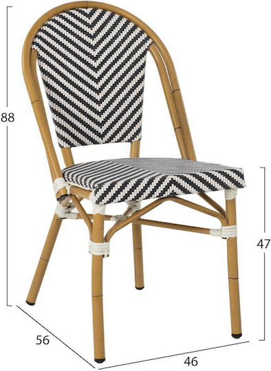 Καρέκλα Look ΜΑΥΡΟ-ΛΕΥΚΟ 46x56x88εκ.