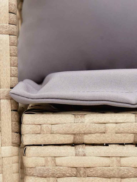 Schaukelstuhl Rattan Beige mit Kissen 50x60εκ.