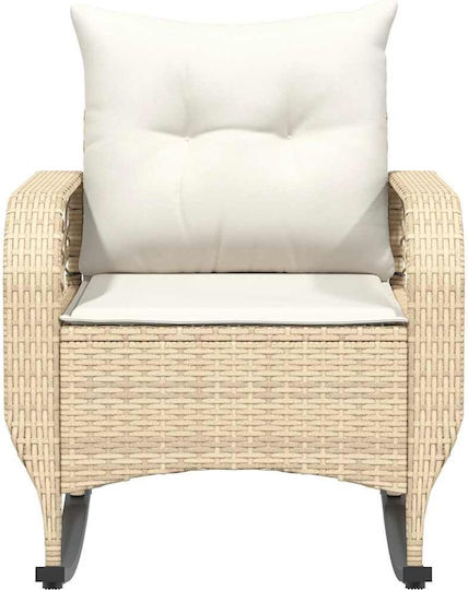 Κουνιστή Καρέκλα Rattan Μπέζ με Μαξιλάρι 50x60x75εκ.