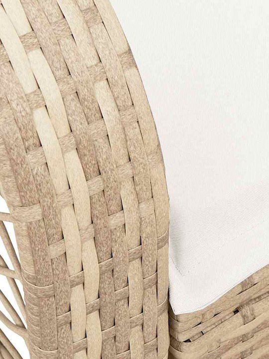 Schaukelstuhl Rattan Beige mit Kissen 50x60x75εκ.