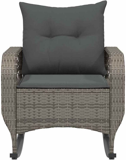 Κουνιστή Καρέκλα Rattan Γκρί με Μαξιλάρι 50x60x95εκ.