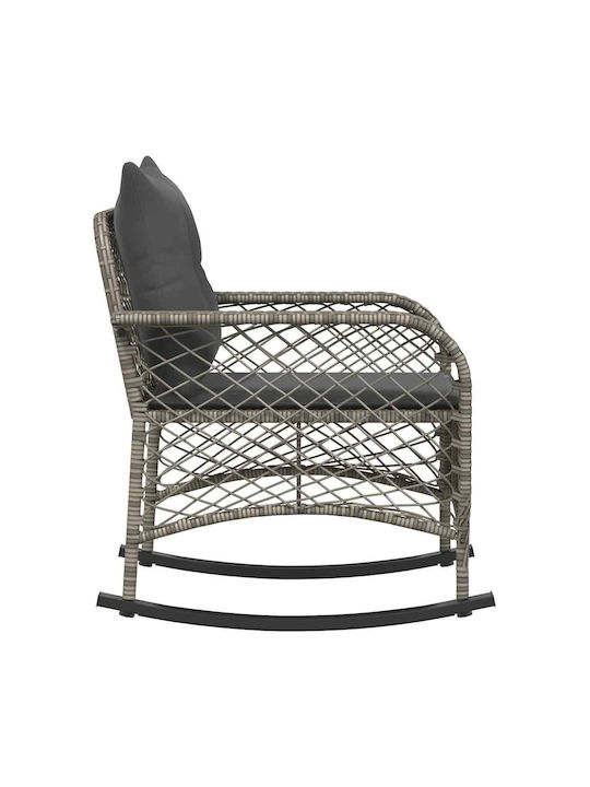 Κουνιστή Καρέκλα Rattan Γκρί με Μαξιλάρι 50x60x95εκ.