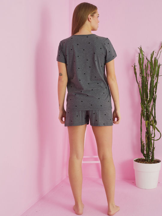 Siyah Inci Summer Women's Pyjama Set greydots