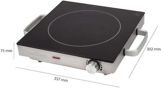 Profi Cook Επιτραπέζια Εστία Κεραμική Μονή Μαύρη