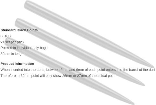 Winmau Standard Black Steel Tip Points Set 32mm Dartboard Tips
Winmau Standard Black Steel Tip Points Set 32mm Dartboard Tips