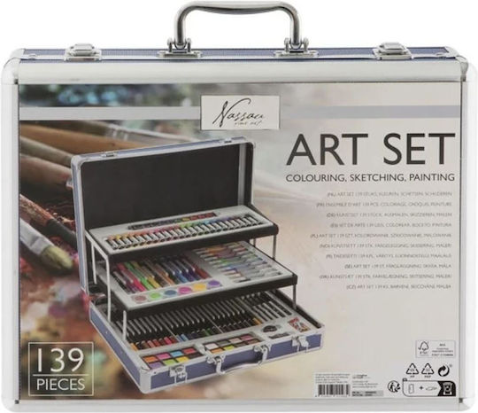 Nassau Art Set 140 Pcs In Metal Box Dark Blue Ar0969/ge