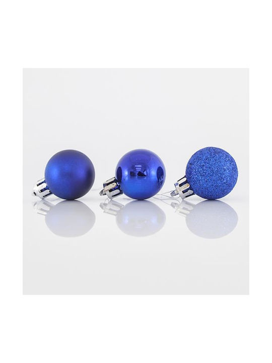 Hanging Ball Ornament Ornament Plastic Blue 3cm Set 24pcs