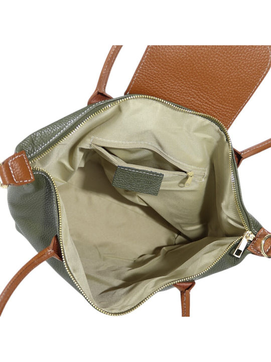 Leder Damentasche Schultertasche Grün