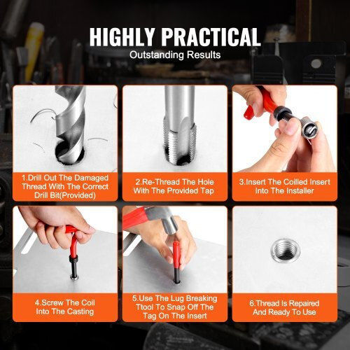 Vevor Helicoil Thread Repair Kit 166 pcs M5 M6 M8 M10 M12 Lwxlbgz166pcqc00wv0