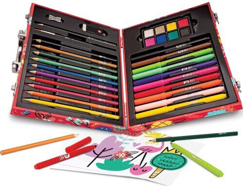 HappiHobbi Deluxe Painting Set in Case Wooden with 100 Accessories 26x20cm