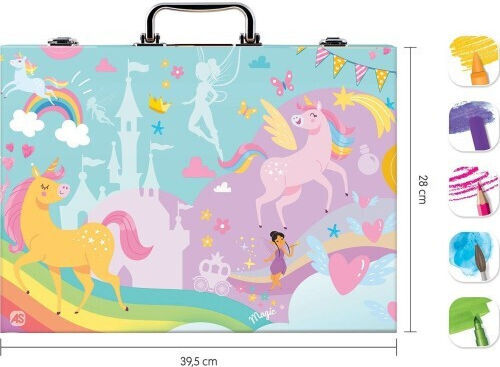 HappiHobbi Unicorn Painting Set in Case Wooden with 100 Accessories