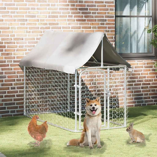 vidaXL Outdoor Park Dog made of Metal in Silver Color 150 x 150 x 200cm