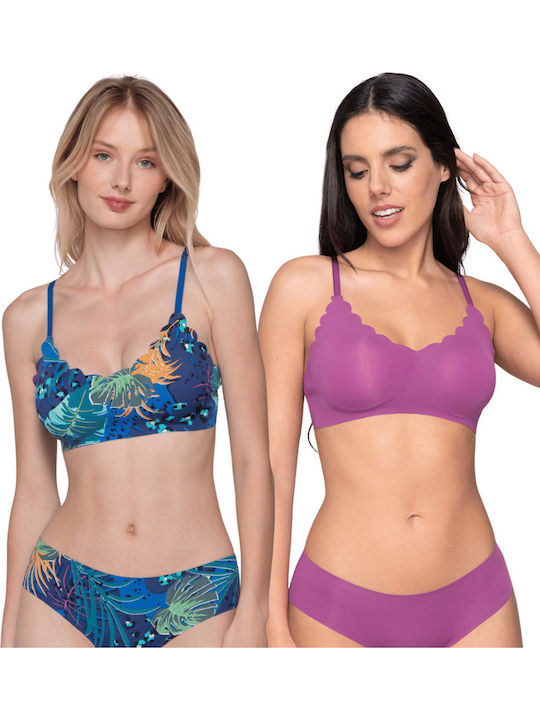 Top sport fără sârmă Luna Every Wear cu imprimeu - Mov
