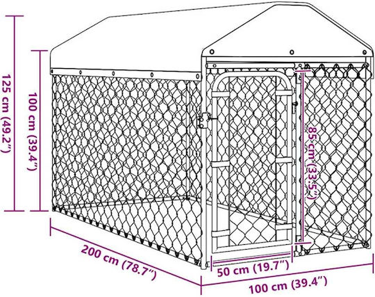 vidaXL Metallic Dog Park 200x100x125cm Silver
