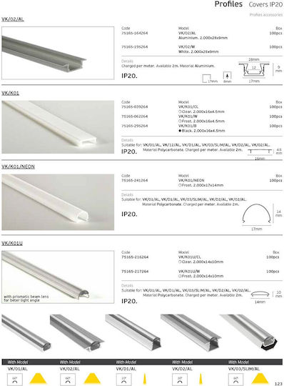 VK Lighting LED Strip Accessory White Cover for Aluminum Profile 17x14mm (1m) 75165-241264
