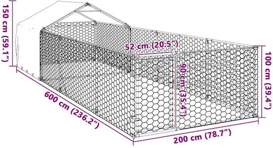vidaXL Hundetore Park 600x200x150cm Silber