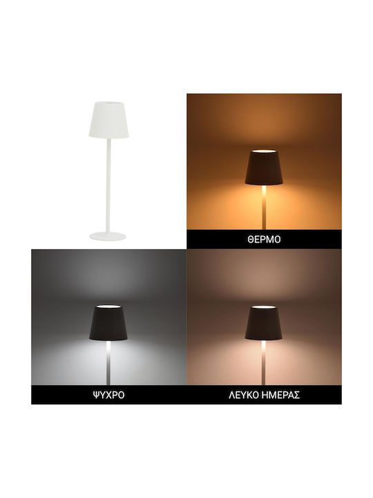 Επιτραπέζιο Φωτιστικό Αφής Led Brave Ι Pakoworld Επαναφορτιζόμενο Λευκή Απόχρωση Φ11.5x37εκ