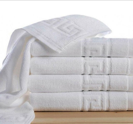 Flamingo Hotel Face Towel 90x50cm White Meander Weight 500gsm