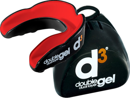 D3 Double Dual Layer Gel Mouthguard Athlete Protection Mouthpiece 12+ Years Old Black Blue