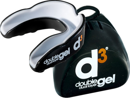 D3 Double Dual Layer Gel Mouthguard Athlete Protection Mouthpiece 12+ Years Old Black Blue