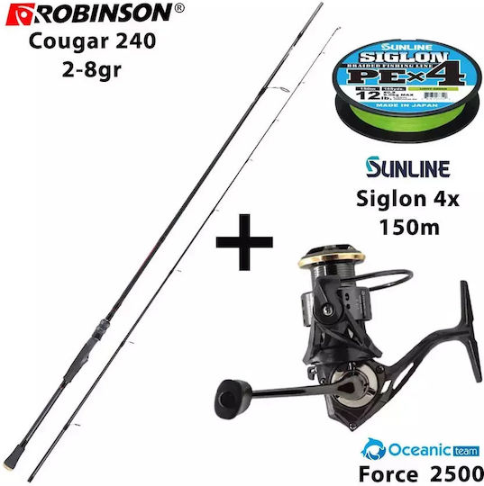 Robinson Cougar 240 Καλάμι Ψαρέματος για Light Rockfishing 2.4m με Μηχανισμό 2-8gr